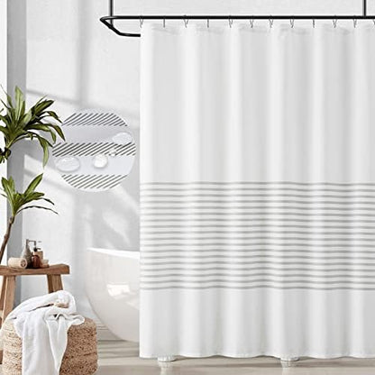 jinchan Grey and White Striped Shower Curtain Modern Zig Zag Waterproof Fabric Shower Curtains for Bathroom with 12 Hooks Machine Washable 70x72 inches