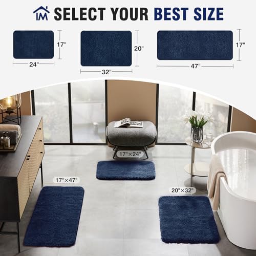 TECHMILLY Super Soft Shaggy Bathroom Rugs, Absorbent Thick Non Slip Microfiber Bath Rugs, Quick Dry Machine Washable Bath Mat for Bathroom Floor, Bathtub and Shower 17"x24"