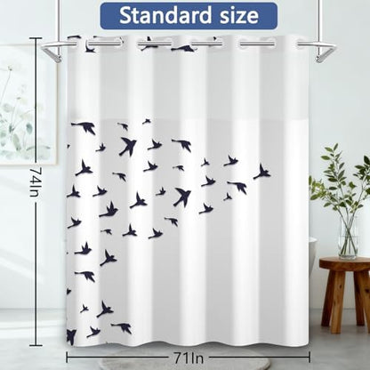 No Hook Shower Curtain with Snap in Liner 71x74 Inch