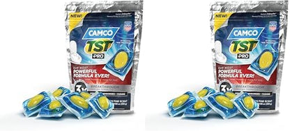 Camco TST PRO RV Toilet Treatment Drop-INs - Innovative Bio-Enzymatic Formula - Fastest Odor Stopper & RV Sewer Waste Break Down - RV Black Tank Treatment - Fresh Pine - Septic-Safe, 10-Pk (41770)