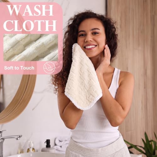 Hahafelt Decorative Bathroom Towel Set,Pastel Tricolor, Coral Fleece