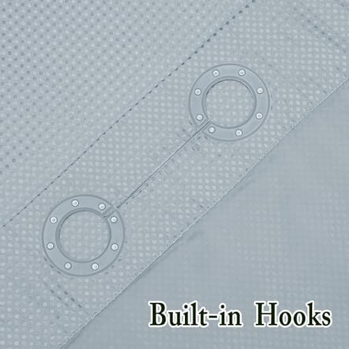 Gibelle No Hook Cloth Fog Blue Shower Curtain with Liner, 72x86