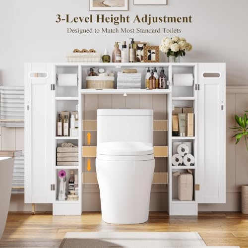 Keyluv Short Over the Toilet Storage Cabinet with Doors for Small Bathroom