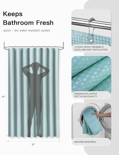 IMAVO Blue Bathroom Accessories,Non Slip Absorbent Bathroom Rugs and Waterproof Shower Curtain with Hooks,Complete Bathroom Set for Bathroom Décor