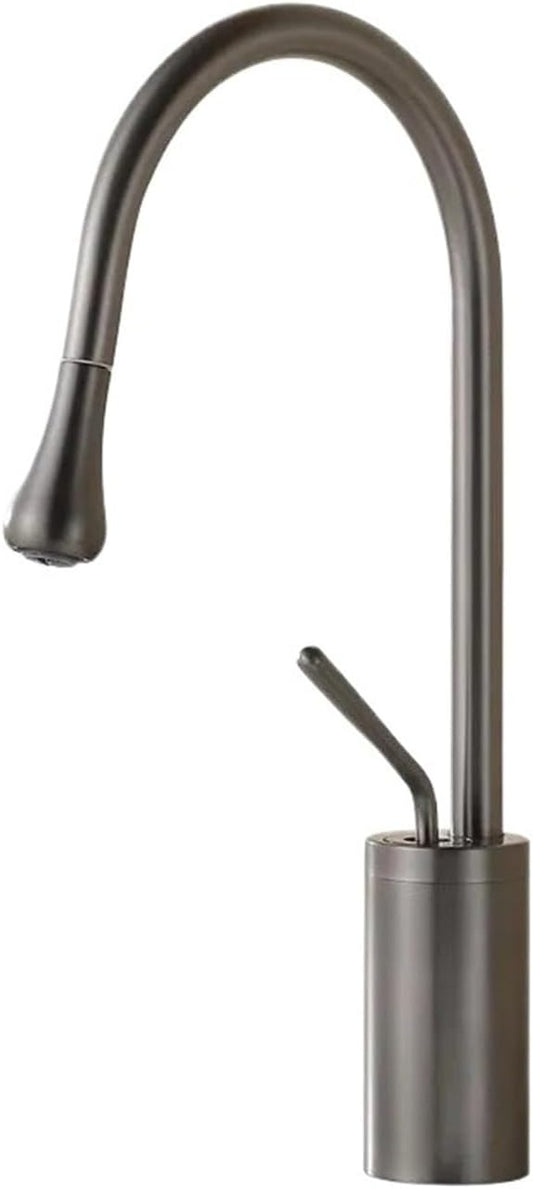 Modern Basin Faucet Brushed Gold Black Silver Faucet Deck Mounted Basin Sink Tap Mixer Hot Cold Brass Tap for Bathroom(Gun Grey Medium)