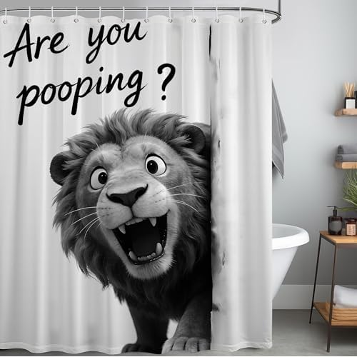 Extra Tall Shower Curtain XL Funny Lion, 70 x 96 Inchs