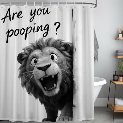 Extra Tall Shower Curtain XL Funny Lion, 70 x 96 Inchs