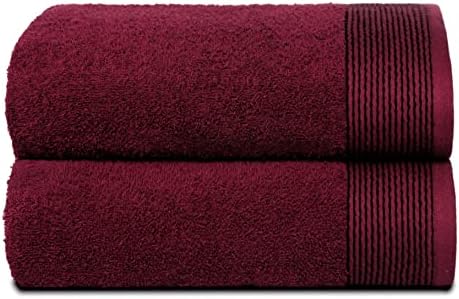 BELIZZI HOME Ultra Soft 2 Pack Oversized Bath Towel Set 28x55 inches, 100% Cotton Large Bath Towels, Ultra Absorbant Compact Quickdry & Lightweight Towel, Ideal for Gym Travel Camp Pool - Burgundy red