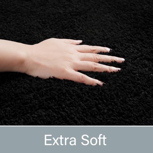LOCHAS Bathroom Rug Runner 24x84 Inch, Bath Rugs Non Slip, Black