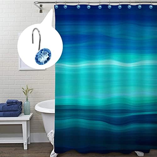 Blue Diamond Crystal Bling Shower Curtain Hooks Rings for Bathroom,12PCS