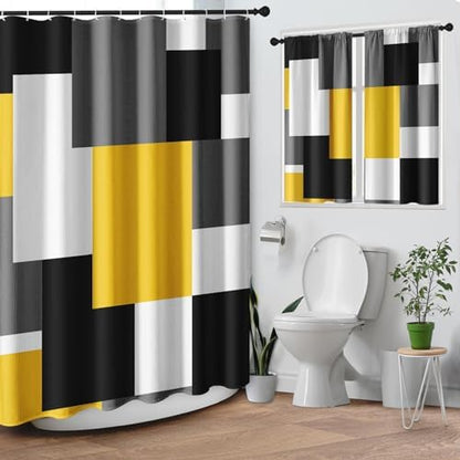 Shower Curtain Set, for Bathroom Decor 72" x 72", Geometric