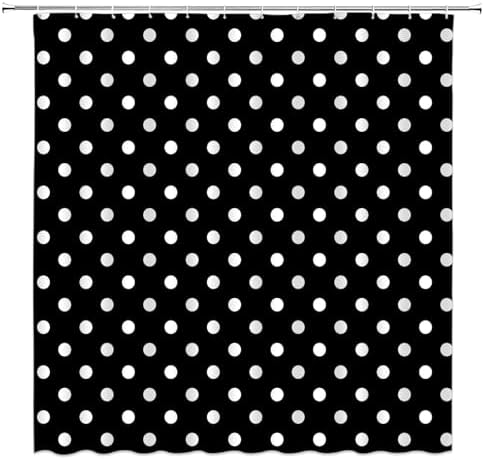 Polka Dot Shower Curtain Black White Retro Spot Vintage Fabric Decorative Bathroom Curtains with Hooks,70" Wx78 H