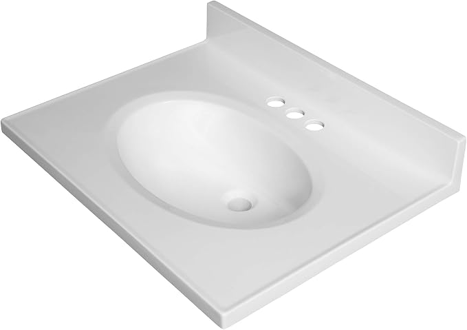 Cultured Marble Composite Bathroom Sink Top - Fits Standard 24” Vanity | Elegant and Durable Bathroom Sinks for Modern Homes - Upgrade Your Space - Perfect for Any Bathroom Design