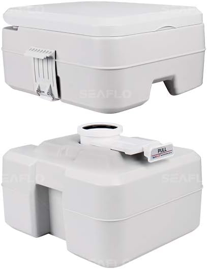 SEAFLO Premium Camping Portable Toilet - 5.8 Gallon Waste 3.43 Gall Fresh Tank (100 Flushes), 440 lbs Max Weight, Level Indicator, Sealed Waste Tank for RV, Boat, Elderly, Off-Grid, 4-Year Warranty