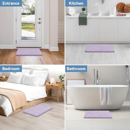 Bcoimo Bath Rug Mat,Chenille Extra Soft Lavender Bathroom Floor Shower Mats