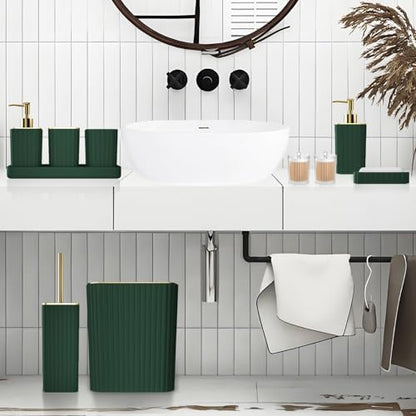 XLHOMO Bathroom Accessories Set - Gorgeous Green Bathroom Set, 10PC Green Bathroom Accessory Set, Bathroom Sets with Toilet Brush, Bathroom Trash Can