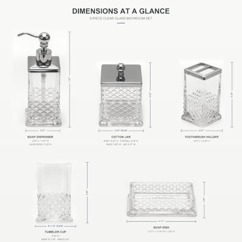 JKE Heavy Glass 5Pcs Bath Accessory Set Transparent Vintage