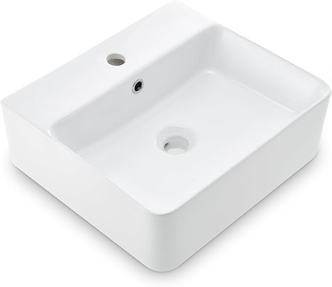 18.1 x 16.5 inch Modern White Rectangle Wall Mounted Bathroom Sink, Mini Floating Bathroom Vessel Sinks, Small Porcelain Corner Wall Mount Sink for Rvs, Restroom, Toilet