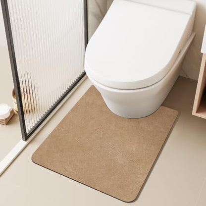 TYUU Thin Toilet Rug, Bathroom Rugs Non Slip, 20x24 U Shape Camel