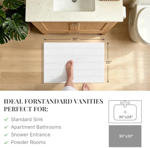 Bcoimo Bath Rug Mat,Chenille Extra Soft White Bathroom Floor Shower Tub Mat