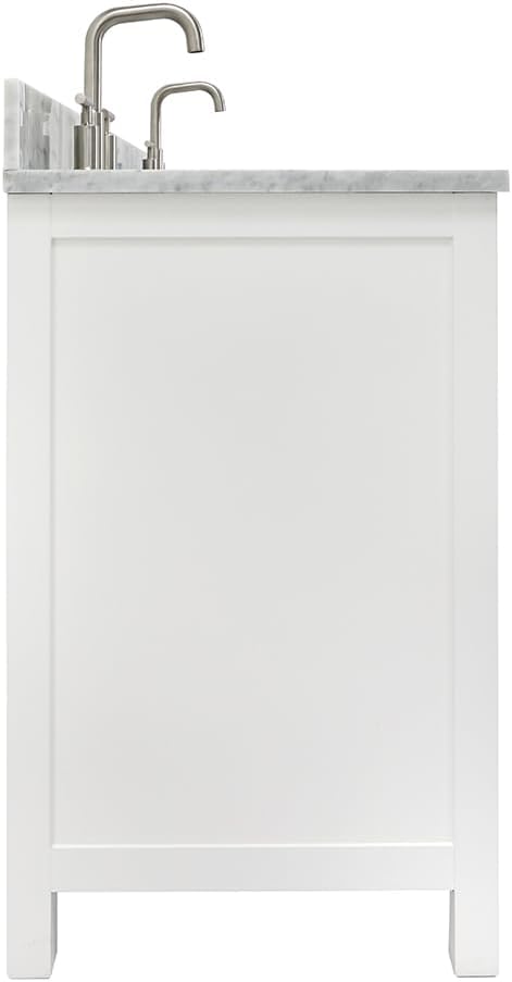 ARIEL Cambridge 66-inch Bathroom Vanity with Sink,Solid Wood, 0.75-inch Italian Carrara Marble Countertop, Double Rectangular Porcelain Sink, 4 Soft Closing Doors, 6 Dovetail Drawers, White