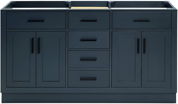 ARIEL Hepburn 60-inch Bathroom Vanity Base Cabinet,Solid Wood, 4 Soft Closing Doors, 6 Dovetail Drawers, Midnight Blue