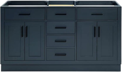 ARIEL Hepburn 60-inch Bathroom Vanity Base Cabinet,Solid Wood, 4 Soft Closing Doors, 6 Dovetail Drawers, Midnight Blue