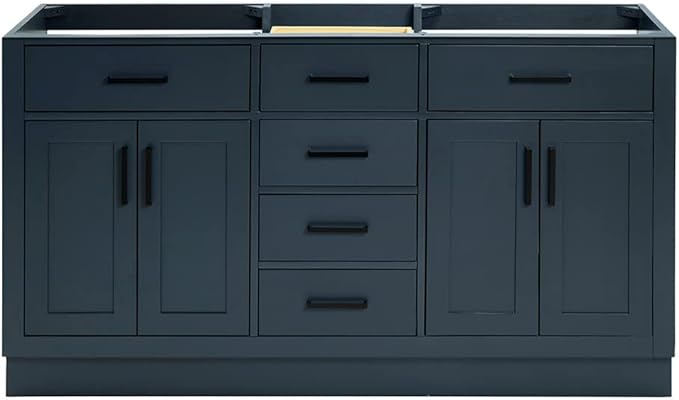 ARIEL Hepburn 60-inch Bathroom Vanity Base Cabinet,Solid Wood, 4 Soft Closing Doors, 6 Dovetail Drawers, Midnight Blue