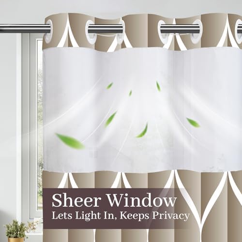 Yiatn Cream No Hook Shower Curtain with Snap-in Liner, 71 x 74 Inch