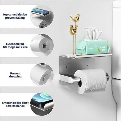 GLNLQ Brushed Nickel Toilet Paper Holder Wall Mount, Fits Mega Rolls Size