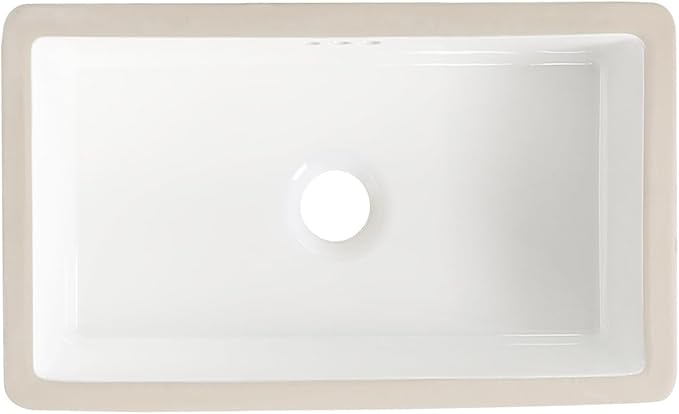 22 Inch Undermount Bathroom Sink Rectangle Undermount Sink White Ceramic Under Counter Bathroom Sinks with Overflow (21.8"x14.0")