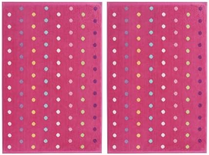 COTTON CRAFT Reversible Bath Mat - 2 Pack Pink Multi Cotton Terry Tub Mats