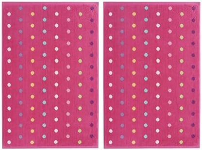 COTTON CRAFT Reversible Bath Mat - 2 Pack Pink Multi Cotton Terry Tub Mats
