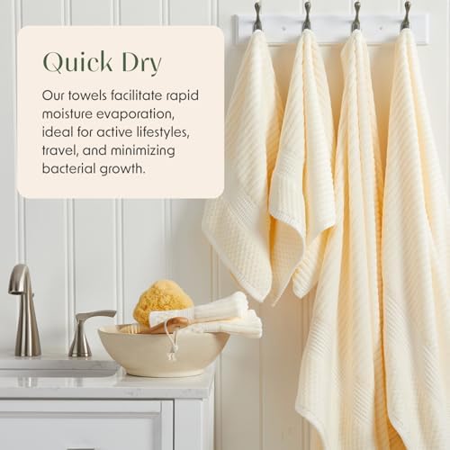 Springtree Home 100% Cotton Bath Towel Set | 4-Pack | Textured | Cream