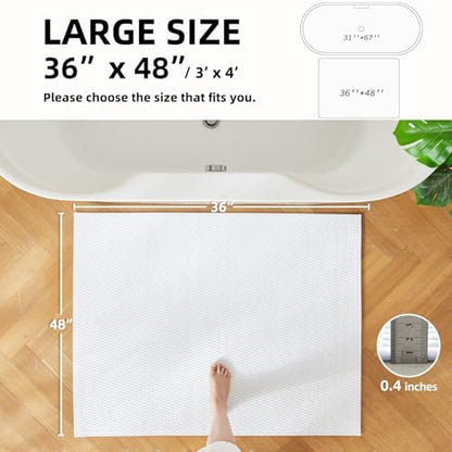 TYUU Large Bathroom Rugs Non Slip Washable Bath Rugs Super Absorbent Bathroom Rug Thin Quick Dry Low Pile Bath Mats, White 36"x48"