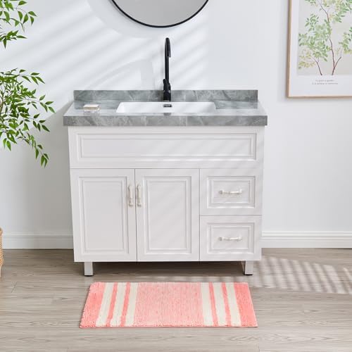 CozeCube Blossom Pink Striped 32"x20" Non Slip Washable Bath Mat