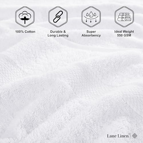 LANE LINEN Bath Towel Set 100% Cotton 18 Piece Soft Absorbent - White