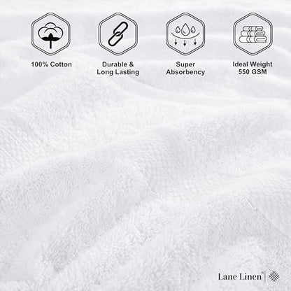 LANE LINEN Bath Towel Set 100% Cotton 18 Piece Soft Absorbent - White