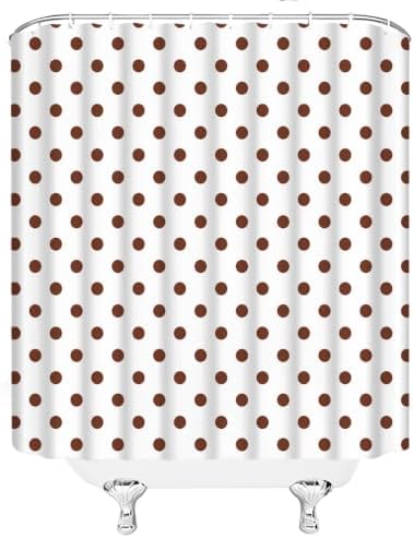 Polka Dot Shower Curtain Brown White Dots Vintage Retro Fabric Decorative Bathroom Curtains with Hooks,60" Wx70 H