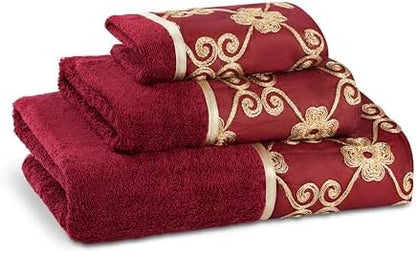 Zahari Home Elegant Rose Classic Luxury Bath Towel Set - 3 Piece Towel Set - Bath Towel, Hand Towel and Wash Towel for Contemporary Bathroom Decor