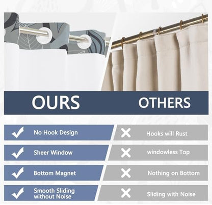 No Hook Shower Curtain with Snap-in Liner 71x74 Inch