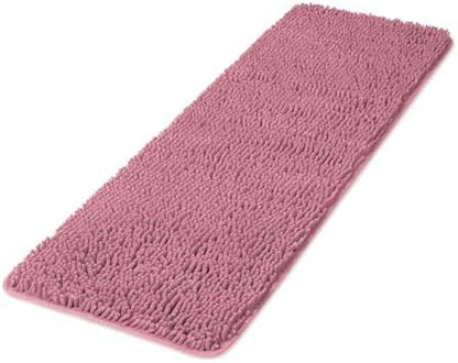 Yeaban Chenille Dusty Rose Bathroom Runner Rug 17"x47"