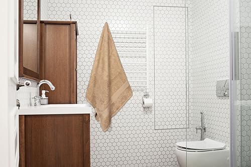 Bath Towels Pack of 6 – 24" x 50" – 100% Cotton Terry, Soft, Quick-Dry & Highly Absorbent – Beige Towels for Bathroom, Spa, Gym, Hotel, Pool & Everyday Use