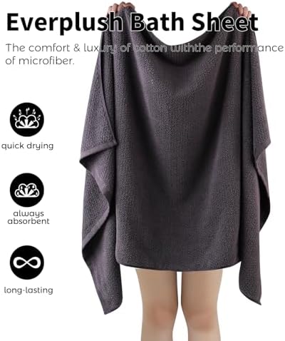Everplush Diamond Collection Oversized Bath Towel – 1 Pieces, Super Soft & Highly Absorbent, Quick-Drying, Extra Large & Thick. Perfect for Bathroom, Pool, Swimming Use (Charcoal, 30" x 56" 1PK)
