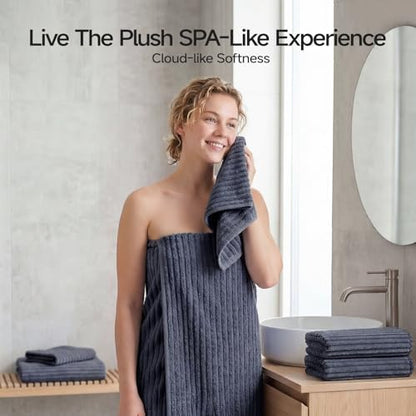 ecolook Microfiber Bath Towel Set of 2, 31 x 63 in, Soft and Highly Absorbent, Lightweight Shower Towels for Bathroom, Gym, Hotel and Spa,Dark Gray