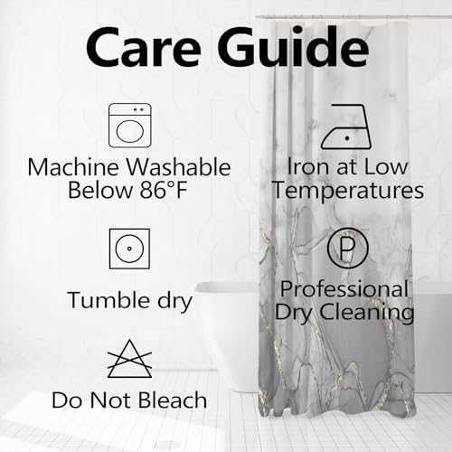 Gray Marble Long Waterproof Shower Curtain 72x78 inches