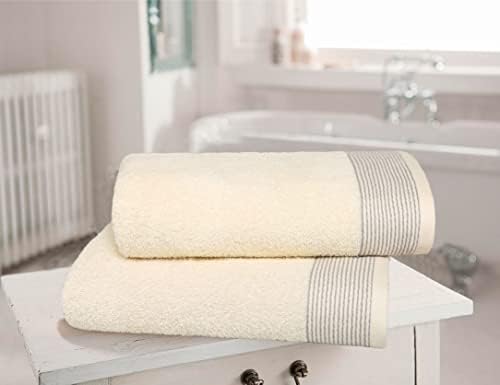 BELIZZI HOME 2 Pack Oversized Cotton Bath Towels, 28x55 inches, Ivory, Ultra Absorbent, Quickdry & Lightweight