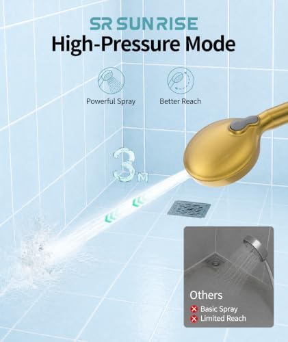 SR SUN RISE Filtered Shower Head with Handheld Brushed Gold 1 Filter