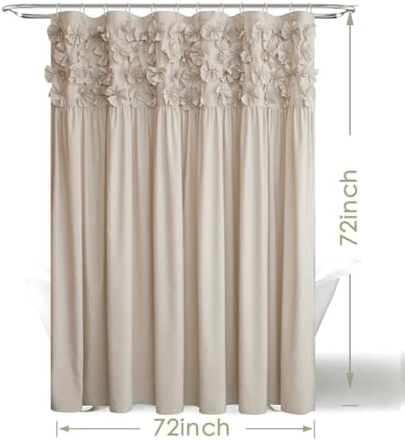 Handmade Bow Tie Shower Curtain, Camel, 72 x 72 in