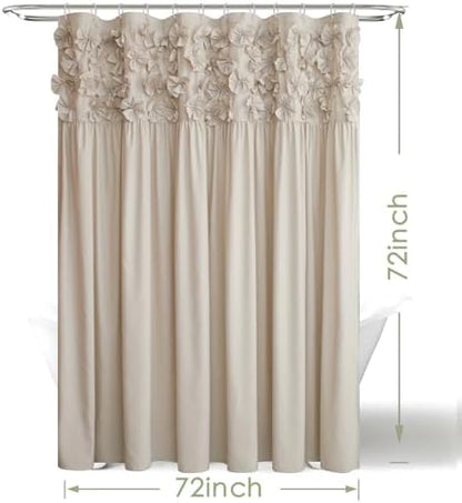 Handmade Bow Tie Shower Curtain, Camel, 72 x 72 in